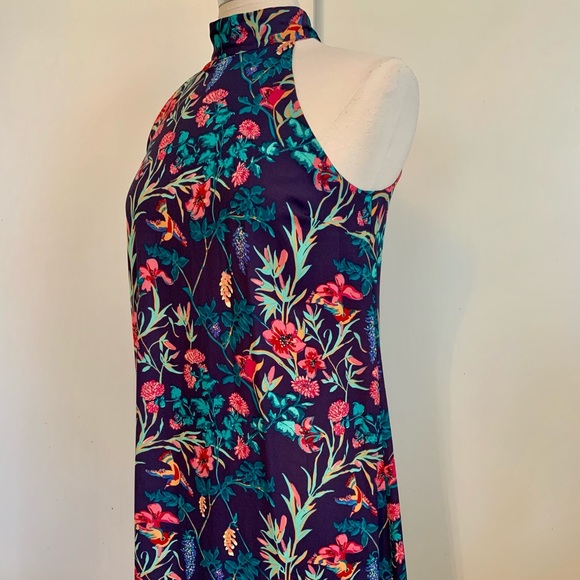 Colorful Halter shift dress Blue Floral Flowy M sleeveless pink blue Summer - Picture 2 of 10